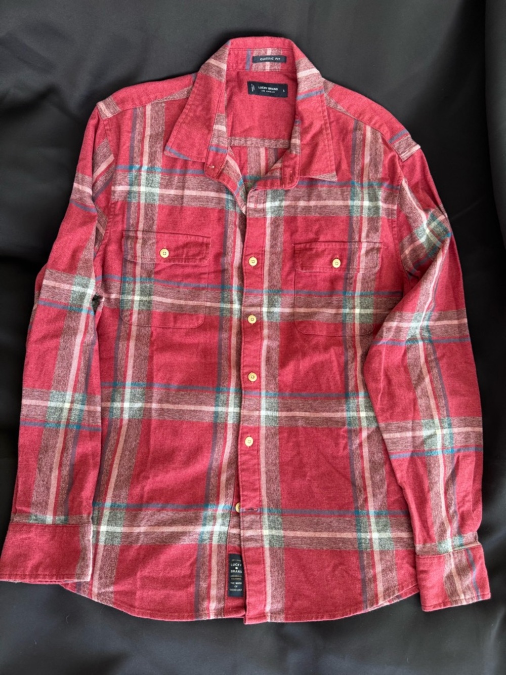 Lucky Brand Red Plaid Button-Down Shirt